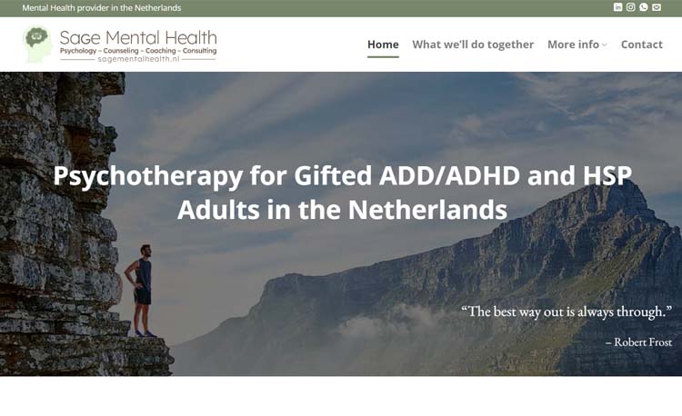 WordPress website gezondheidszorg - Sage Mental Health