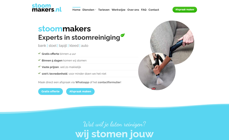 WordPress website schoonmaakbedrijf - Stoommakers