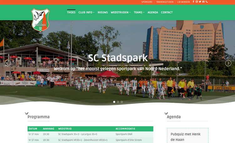 WordPress website voetbalclub sportvereniging - SC Stadspark