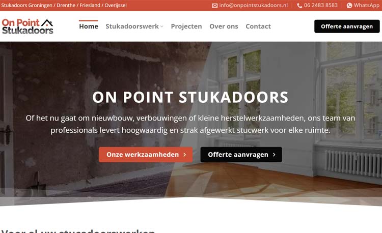 WordPress website stukadoorsbedrijf Groningen - On Point Stukadoors